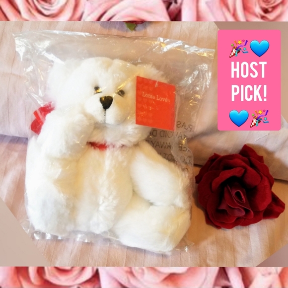 teddybear Other - Teddy Bear, white and red bow NEW!
